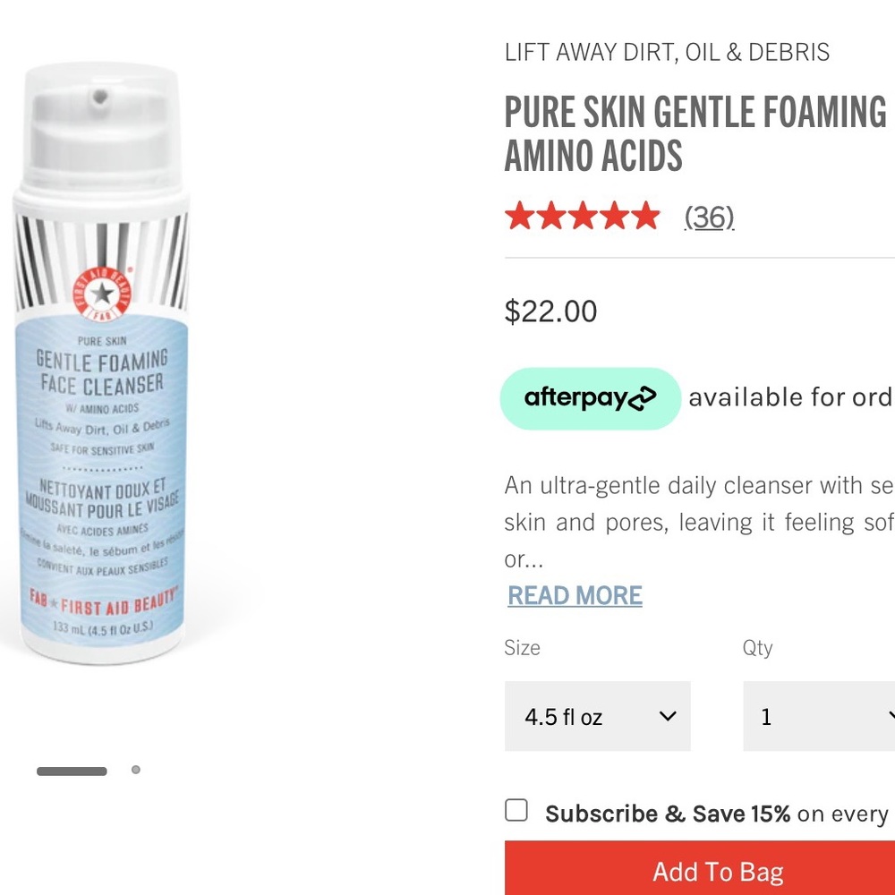 First aid beauty gentle foaming face cleanser